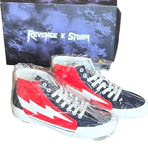 NEW Revenge x Storm Vol 2 HIGH TOP SNEAKERS Mens 11 Red Navy Lightning Bolt BOX - Picture 11 of 16